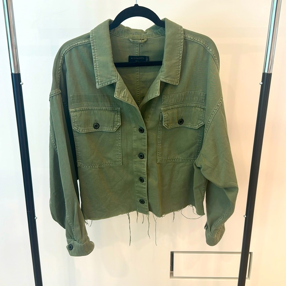 All Saints army fatigue style cropped jacket shirt